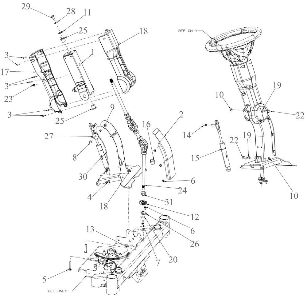 Tilt Controls Diagram and Parts List for ZTS2-50KH (17ASGGY2A10)(2022) Cub Cadet Lawn Tractor